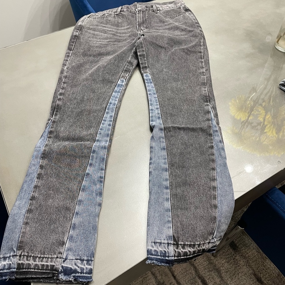 Black and Blue Flare Jeans (Size 32)